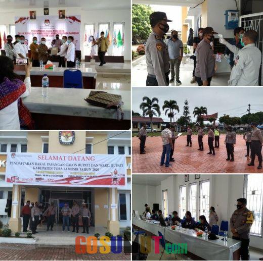 Pengamanan Pendaftaran Calon Bupati/Wakil Bupati Pemilukada Kabupaten Toba 2020 Dipimpin Kabag Ops Polres Tobasa