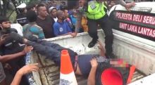 Hantam Truk di Medan - Tebing, Sopir Batang Pane Terjepit