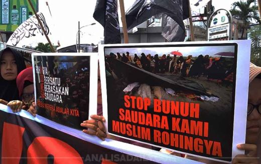 Protes Pembataian Rohingya, Ratusan Umat Islam di Medan Turun ke Jalan