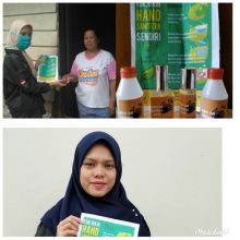 Cegah Penyebaran Covid-19, Mahasiswa Unimal bagikan Hand sanitizer Alami Pada warga Toba Samosir