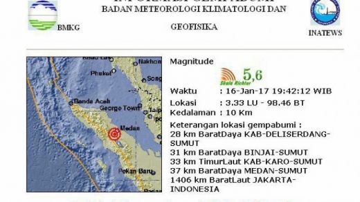 Gempa Deliserdang Dirasakan Sampai ke Medan dan Binjai