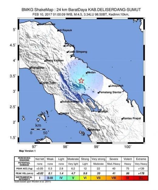Gempa 4,5 Skala Richter Guncang Deliserdang