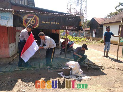 Jelang HUT ke-78 RI, Sat Binmas Polres Padangsidimpuan Imbau Warga Pasang Bendera Merah Putih