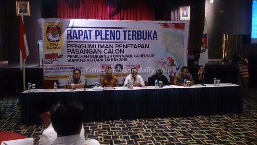 KPU Sumut Buka Rapat Pleno Terbuka Penetapan Paslon Gubsu