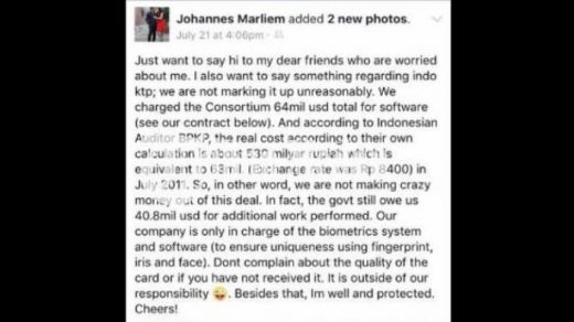 Saksi Kunci Korupsi e-KTP Tewas, Anehnya Johannes Marliem Sempat Tulis Ini Facebook