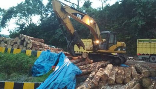 Truk Pengangkut Kayu Terguling di Jalan Jamin Ginting, Lalu Lintas Nyaris Lumpuh