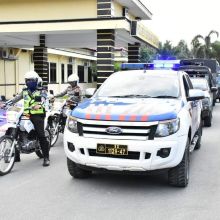 Libatkan Personil Gabungan Jaga Kondusivitas Pemilu 2019, Polres Sergai Patroli Skala Besar