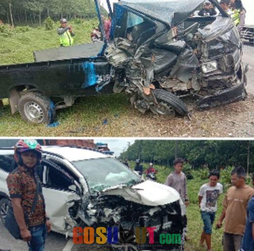 Tabrakan Dua Mobil di Jalinsum Kawasan Pondok Jati Asahan, Korban Luka Parah