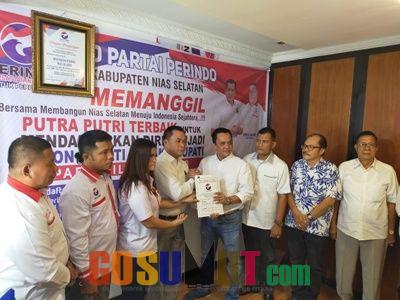 Ranto H Dachi Daftarkan Diri ke Tim Penjaringan DPD Perindo Nisel