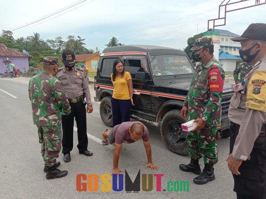 Operasi Yustisi di Meranti Asahan, Pengguna Jalan Tak Pakai Masker di Hukum Push Up
