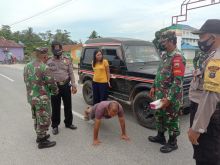 Operasi Yustisi di Meranti Asahan, Pengguna Jalan Tak Pakai Masker di Hukum Push Up