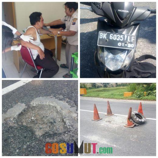 Lapor Pak Gubsu ! Jalan Berlobang  di Jalinsum Sergai Makan Korban, Pengendara Sepeda Motor Terjatuh