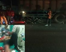 Susup Kolong Truk Berhenti Bareng Sepeda Motor,  Pemuda Lidah Tanah Dilarikan ke Rumah Sakit