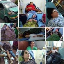 Ban Pecah Angkot Rajawali Terguling, 10 Penumpang Dilarikan RS