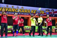 Kompetisi Badminton HUT Bhayangkara dan Kodam I/BB, Edy Rahmayadi-Joko Suprianto Vs Panca Putra-Hariyanto Arbi