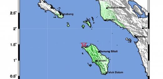 BMKG: Nias Diguncang Gempa 5 SR Tak Berpotensi Tsunami