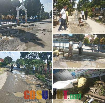 PDAM Tirtanadi Balige Perbaiki Kebocoran Pipa Air Bersih yang juga Rusakkan Jalan