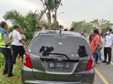 Mobil Honda Jazz Kecelakaan Tunggal di Tol Kualanamu, Begini Kronologinya