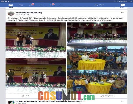 Terpilih Jadi Ketua DPRD Tobasa 2019 - 2024, Efendi Napitupulu Gelar Pesta dan Diberi Petuah Perjuangkan Hak Rakyat