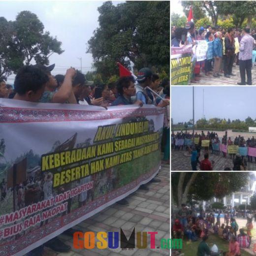 Masyarakat Adat Turunan Bius Raja na Opat  Aksi Demo di Kantor Bupati Tobasa, Tuntut Hentikan Kegiatan BPODT di Tanah Adat 251 Ha