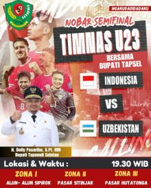 Pemkab Tapsel Gelar Nobar Semi Final, Indonesia vs  Uzbekistan