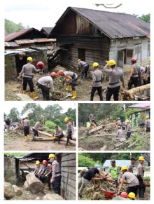 Bantu Korban Bencana Alam di Toba, Polda Sumut Turunkan Personil Dit Samapta Dan Pasukan Brimob
