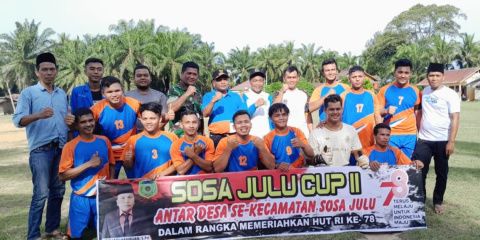 Sambut  HUT RI, Pemerintah Kecamatan Sosa Julu  Gelar Turnamen Sepakbola Antar Desa