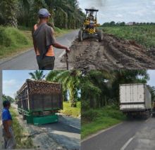 Dinas PUPR Sergai Perbaiki Jalan Rusak Akibat Over Tonase